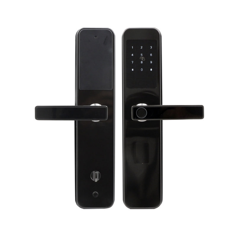 Умный электронный интеллектуальный биометрический смарт замок для входной двери Mantella отпечаток пальца, ключ, карта, Wi-fi, приложение Tuya Smart Bluetooth ЧЁРНЫЙ