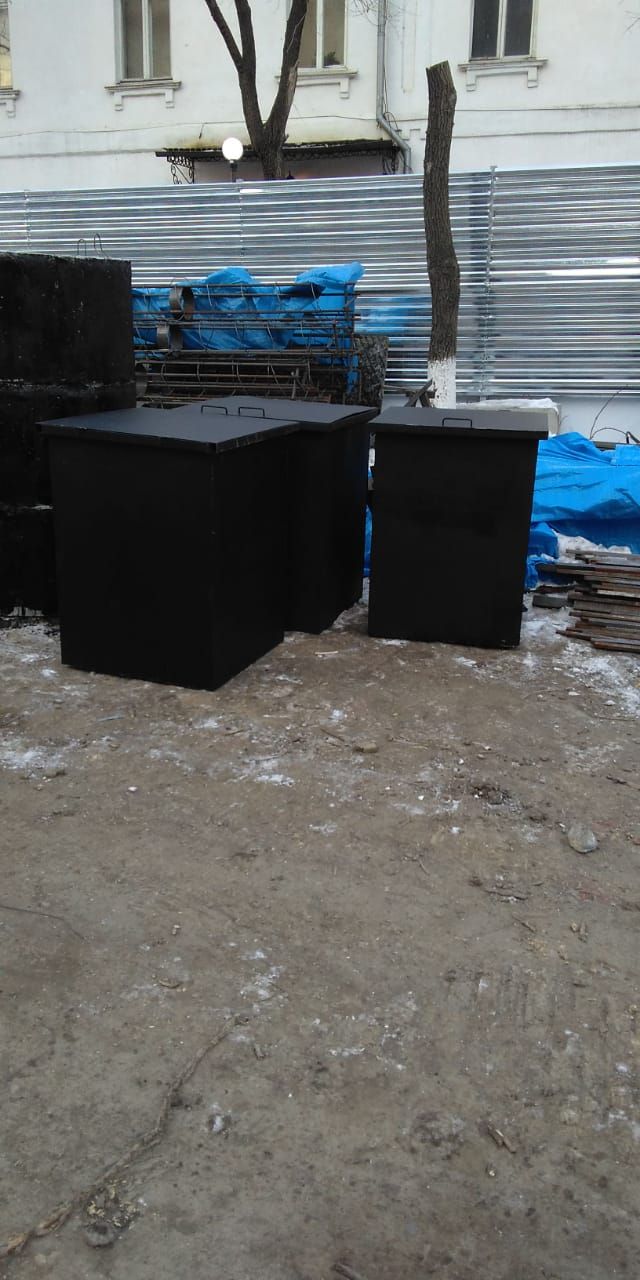 Контейнер бак для мусора 0 75 куб.м мусорный ТБО с крышкой черный