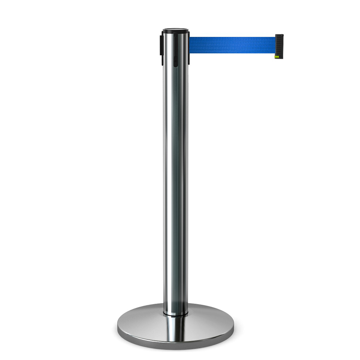 Ленточное ограждение столбик стойка с вытяжной синей лентой 3 метра синяя лента