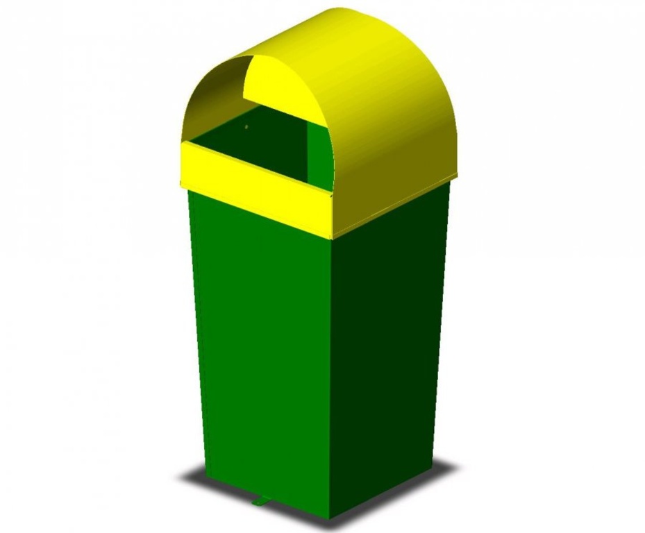 Урна для мусора мусорка уличная Руслан высокая зеленая с желтой крышкой
