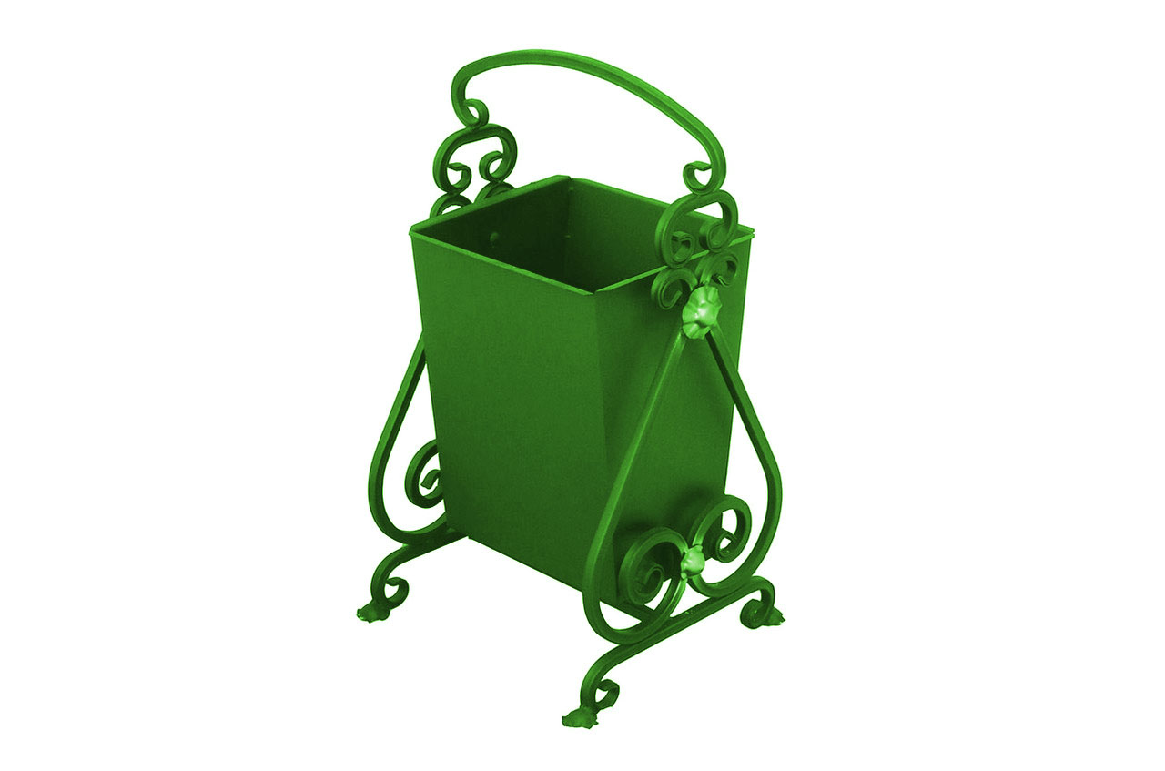 Урна для мусора кованая «Сердце» зелёная