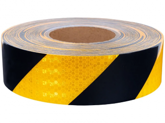 Светоотражающая лента для маркировки предметов Желто-черная 50мм*50м